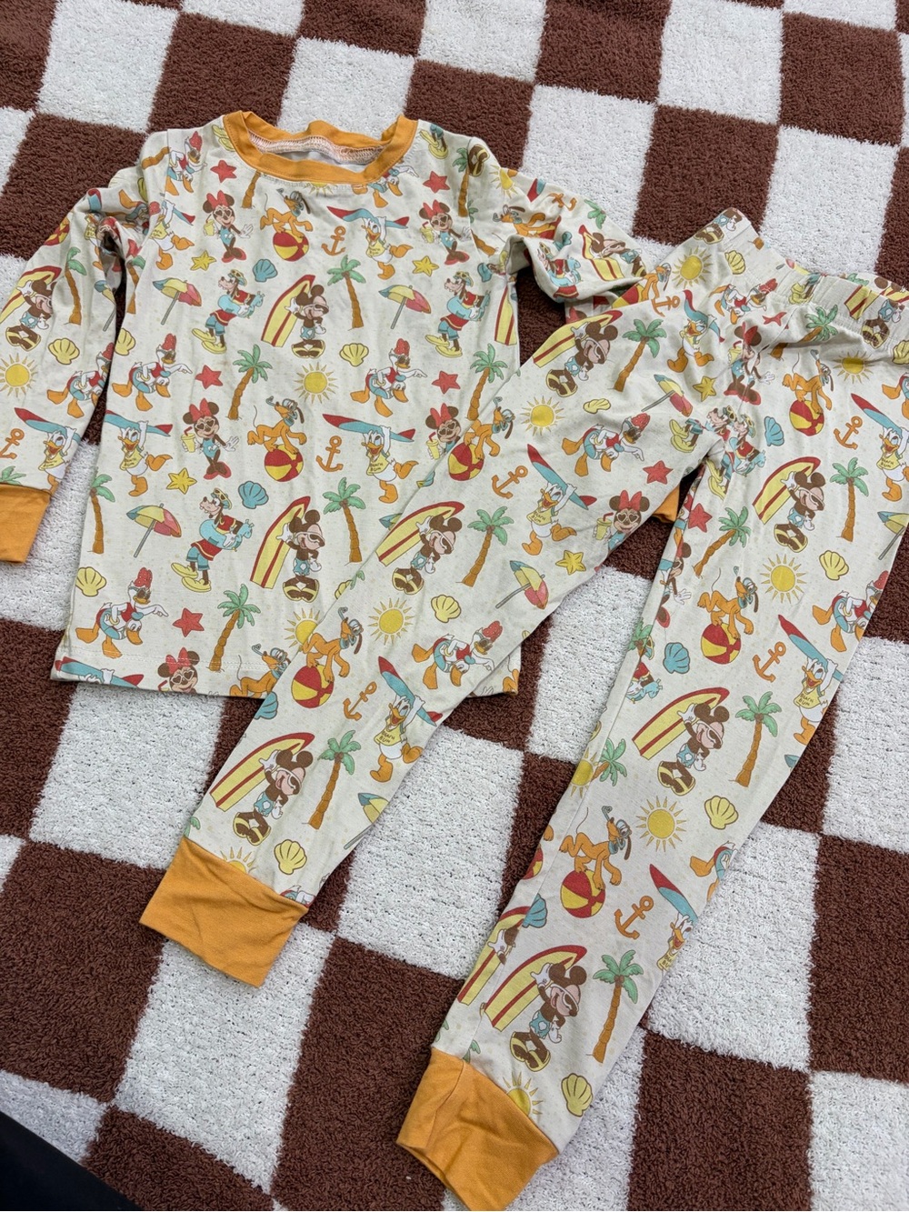 Kids Beach Character Pajama Set - Yellow Accent
